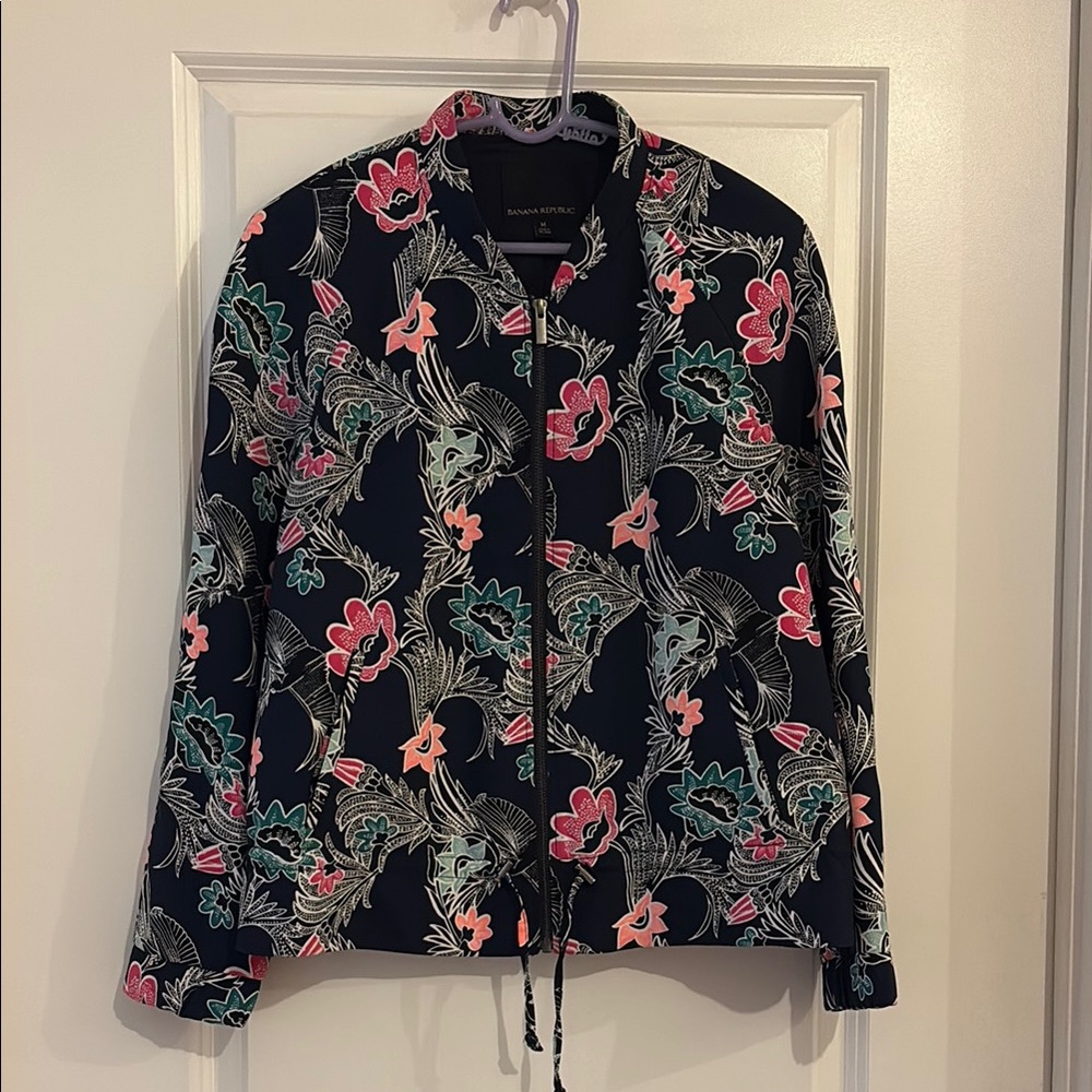 Banana Republic birds of paradise zip-up bomber jacket Medium